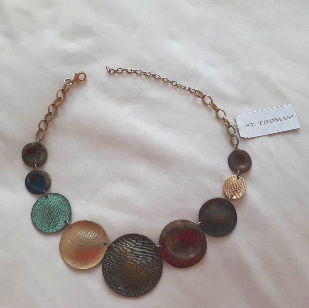 St. Thomas necklace with linking colored circles